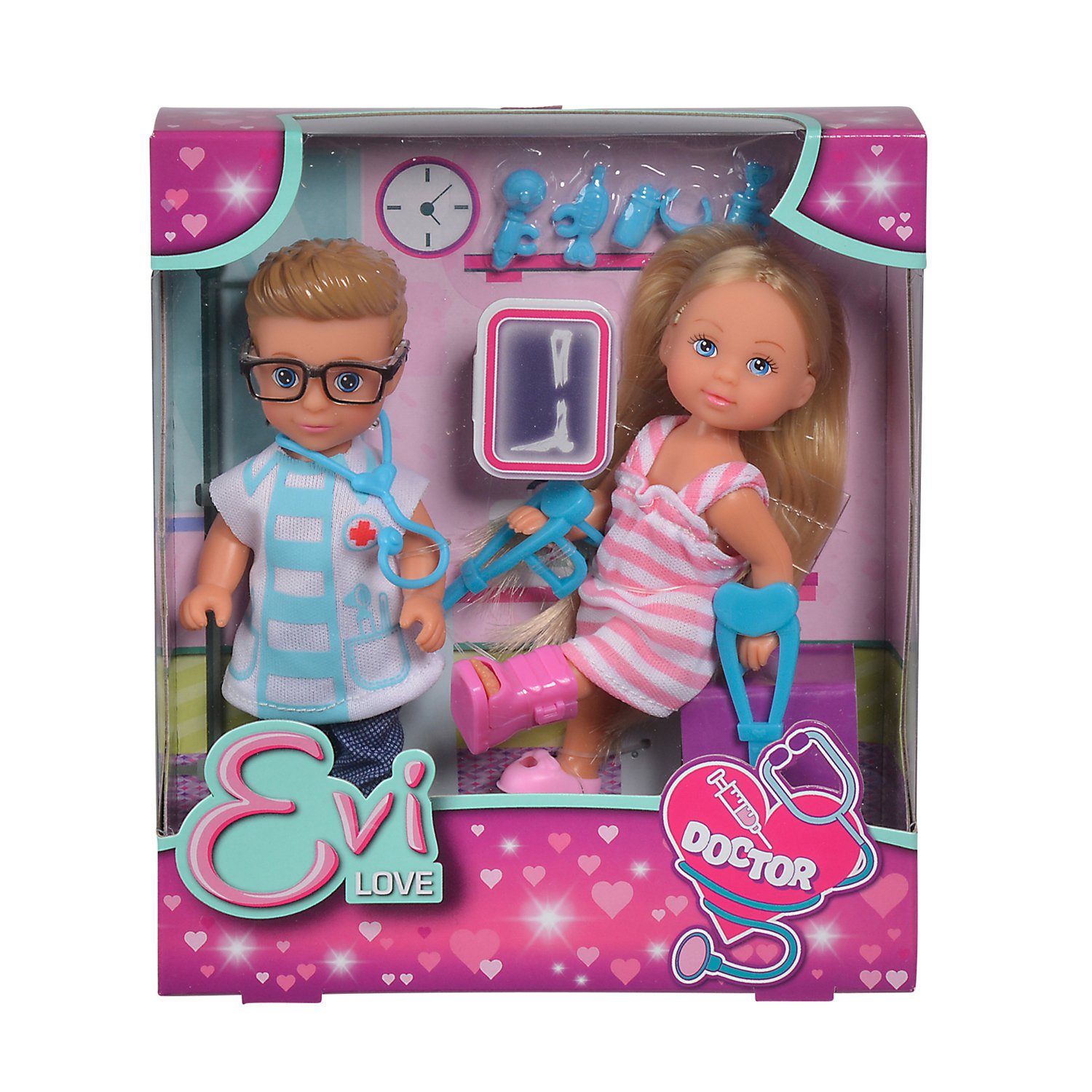 Игровой набор На приеме у доктора с куклами Еви и Тимми, 12 см.  